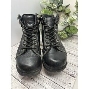 Harley Davidson Women Sz 8.5 Tyler Chukka Black Leather Riding Boots 84280 Biker